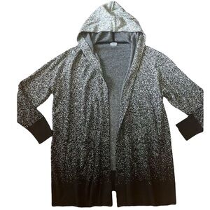 ZENERGY Cotton Cashmere Ombre Cardi Sweater Jacket in Black/Ecru Size 1 (M / 8)